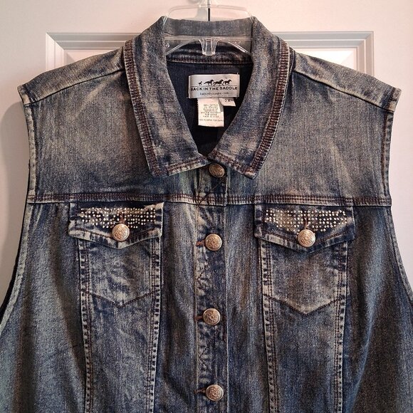 Back In The Saddle Blue Denim Vest Women's Size 2X - Picture 3 of 16